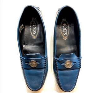 Tod’s blue leather loafers